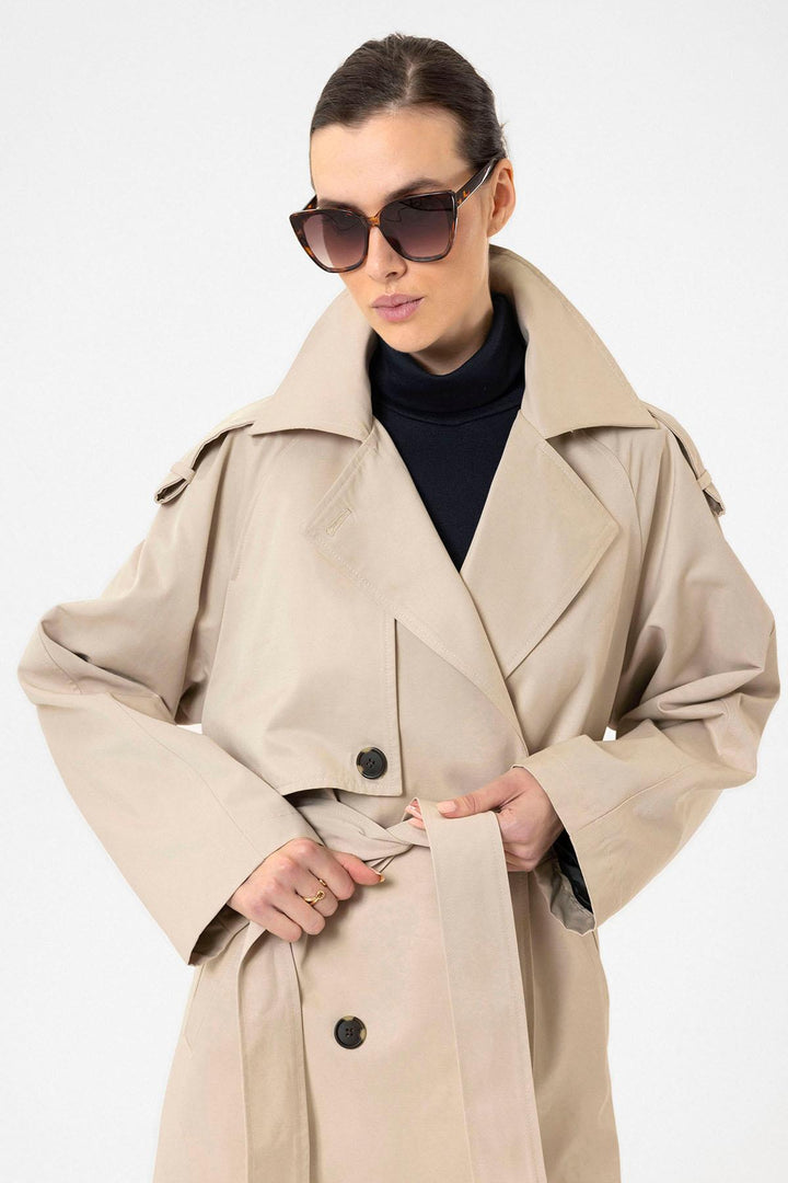 ANT Antioch Lord Women's Belted Long Trench Coat - Brentwood