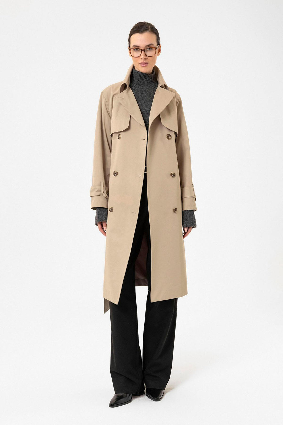 ANT Antioch Lord Woman Double Breasted Belted Trench Coat - Davis