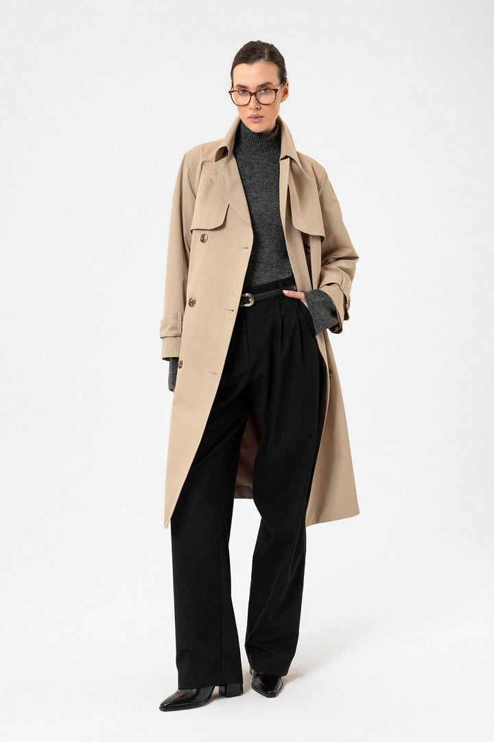 ANT Antioch Lord Woman Double Breasted Belted Trench Coat - Davis