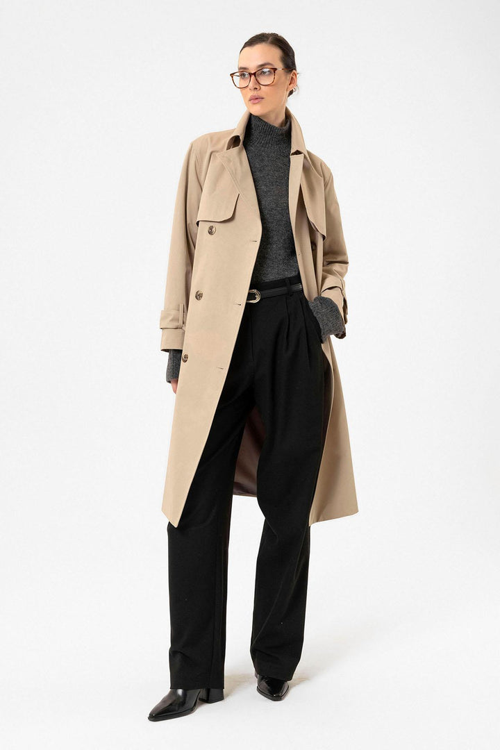 ANT Antioch Lord Woman Double Breasted Belted Trench Coat - Davis