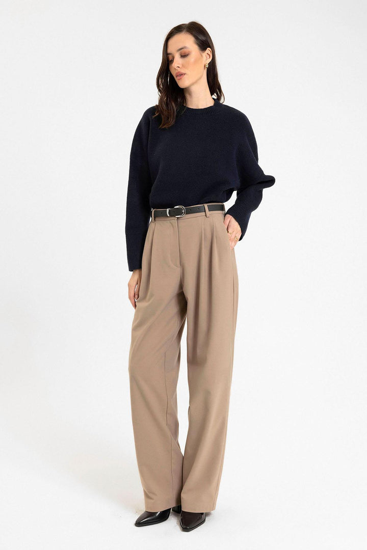 ANT Antioch Women's High Waist Pants with Detailed Straight Fit - Brossard