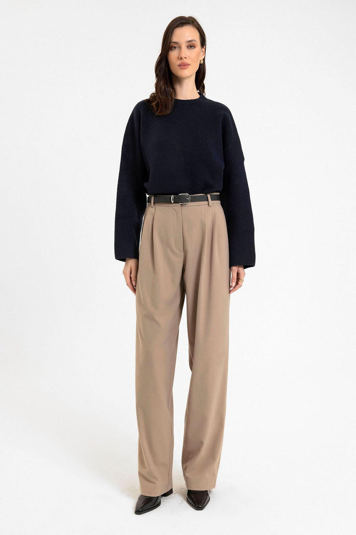 ANT Antioch Women's High Waist Pants with Detailed Straight Fit - Brossard