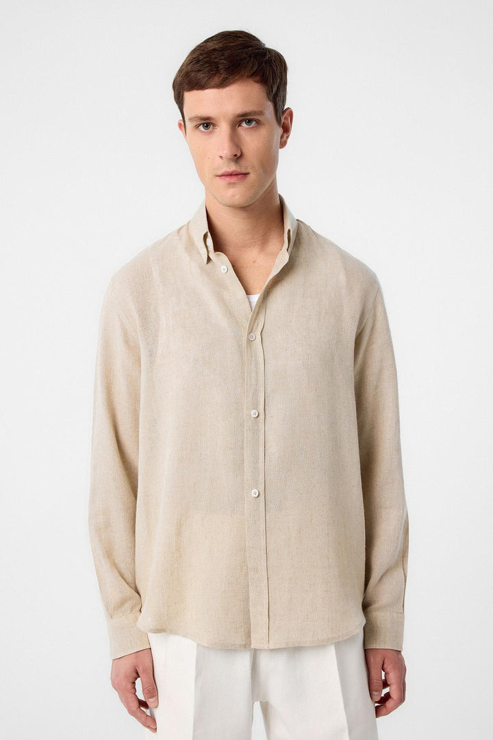 ANT Antioch Men's Shirt with Collar Buttoned with Mixed Fabric - Mechelen