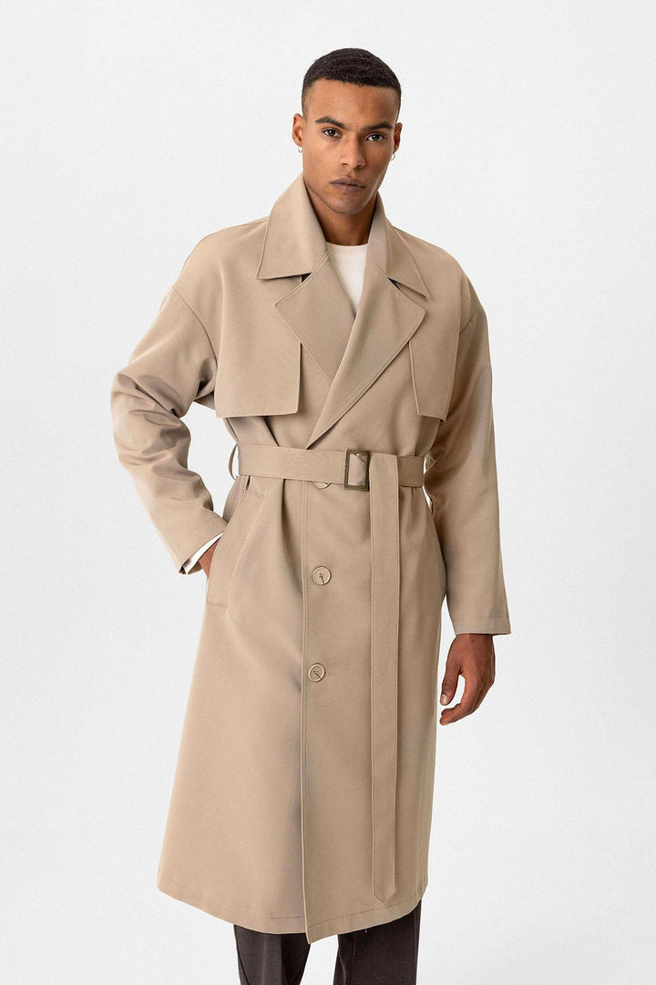 ANT Double Breasted Closure Belted Trench Coat - Manhattan Beach