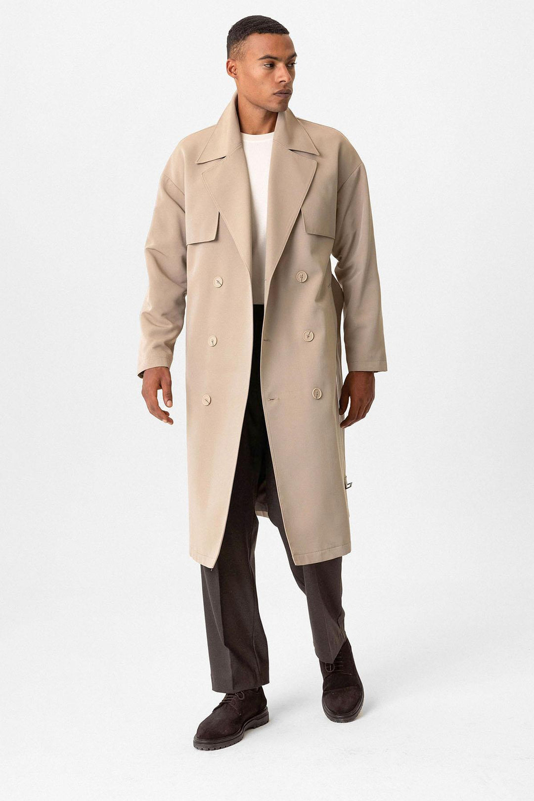 ANT Double Breasted Closure Belted Trench Coat - Manhattan Beach