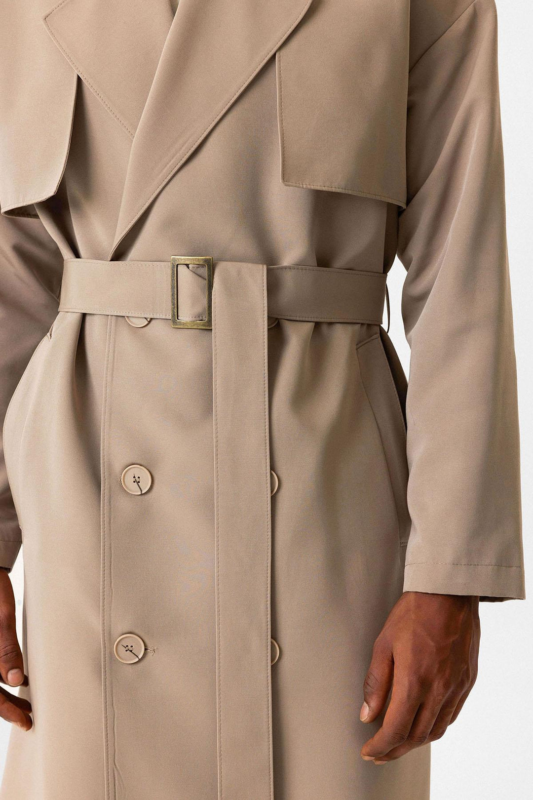 ANT Double Breasted Closure Belted Trench Coat - Manhattan Beach