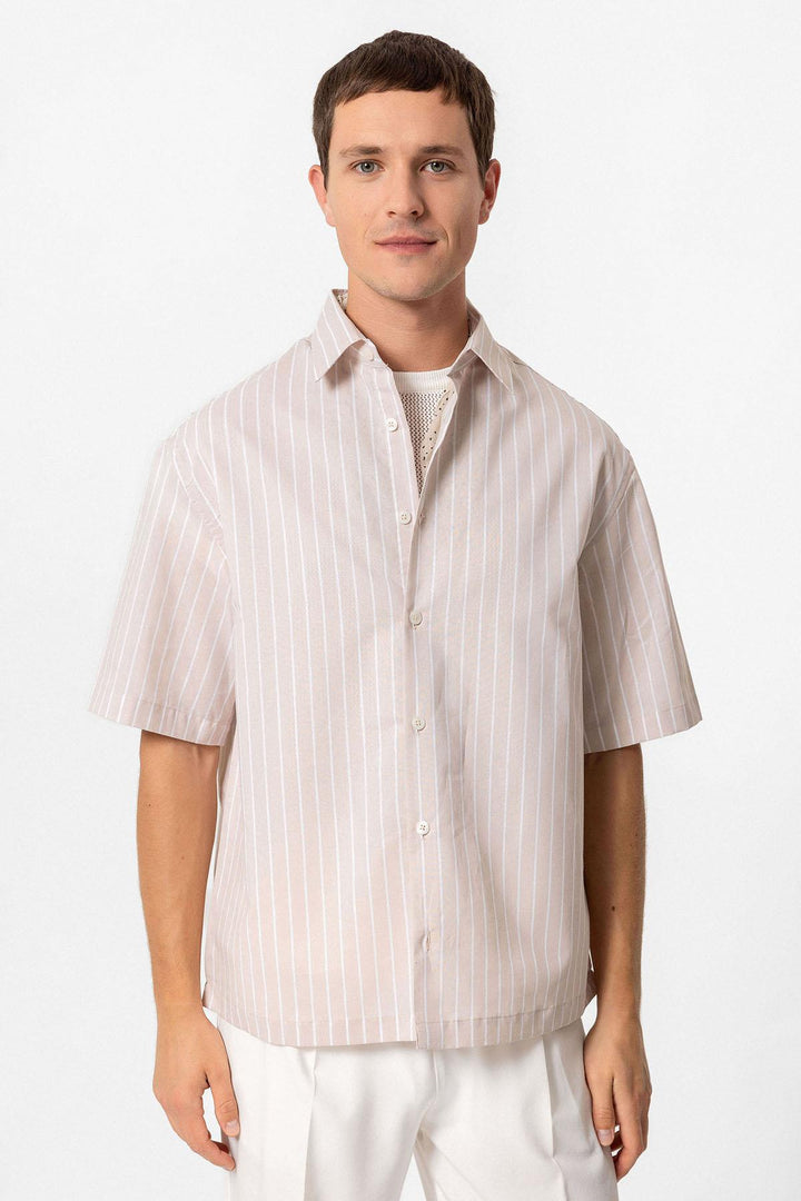 ANT Oversized Short Sleeve Striped Men's Shirt - Horlivka