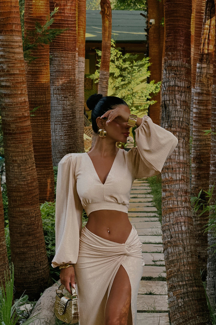 EYY Women Beige Slit Detail Skirt Suit - Alba Iulia