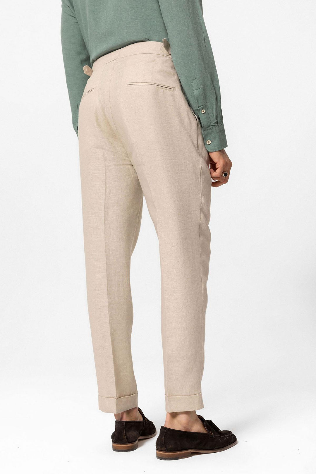 ANT High Waist 100% Linen Pleated Men's Pants - Woodstock