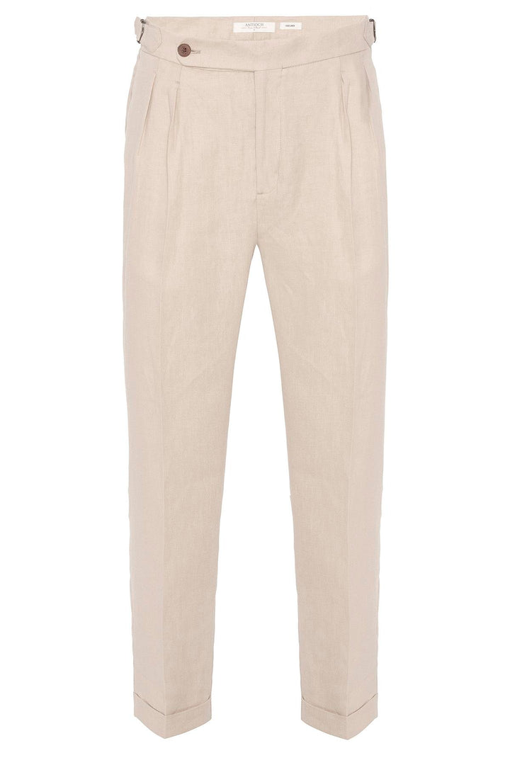 ANT High Waist 100% Linen Pleated Men's Pants - Woodstock