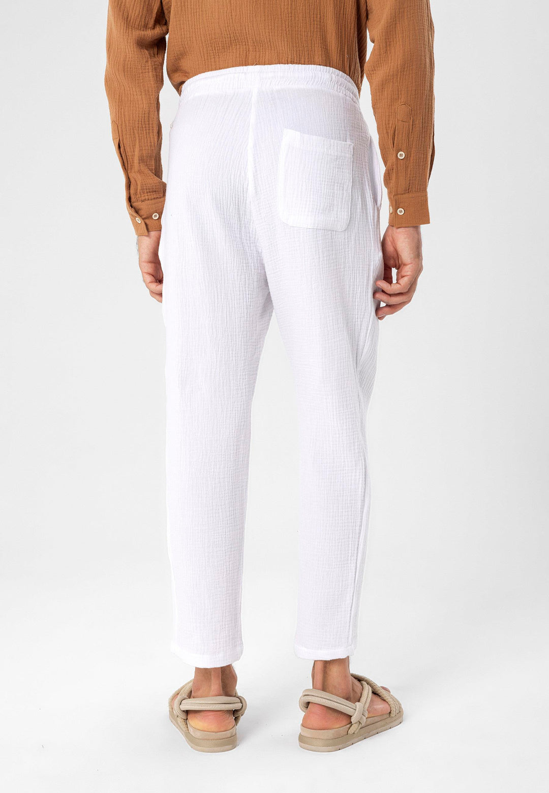 ANT High Waist Muslin Fabric Men's Trousers with Drawstring Waist - Stratford
