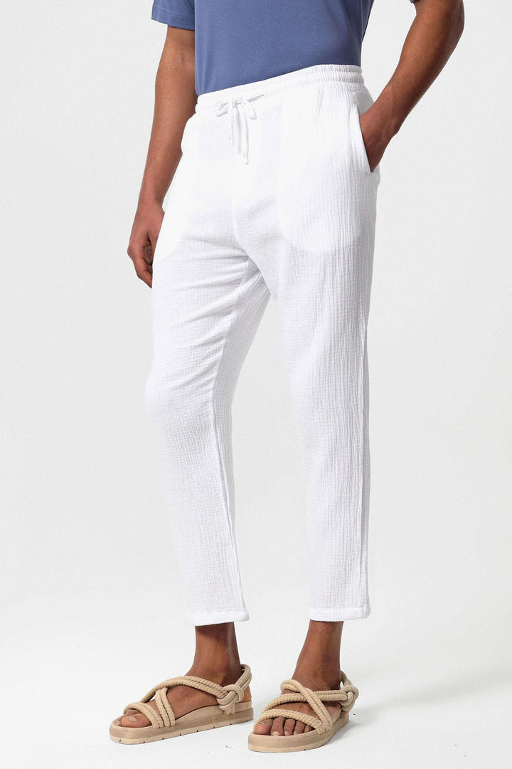 ANT High Waist Muslin Fabric Men's Trousers with Drawstring Waist - Stratford