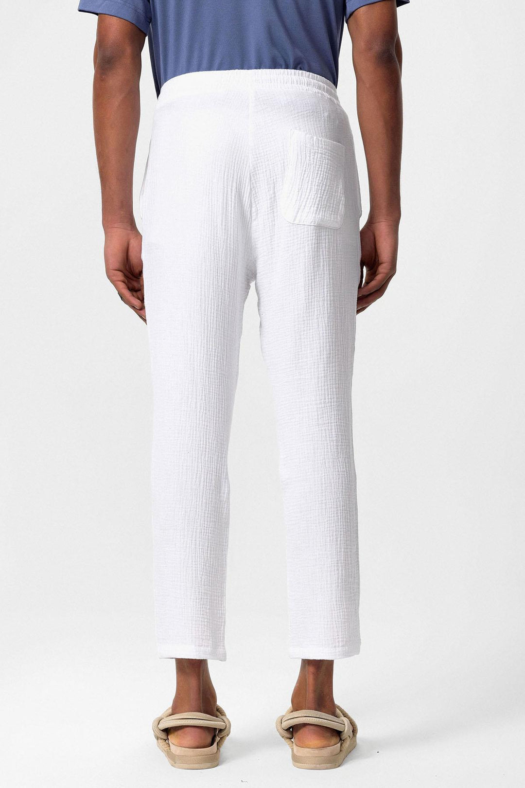 ANT High Waist Muslin Fabric Men's Trousers with Drawstring Waist - Stratford