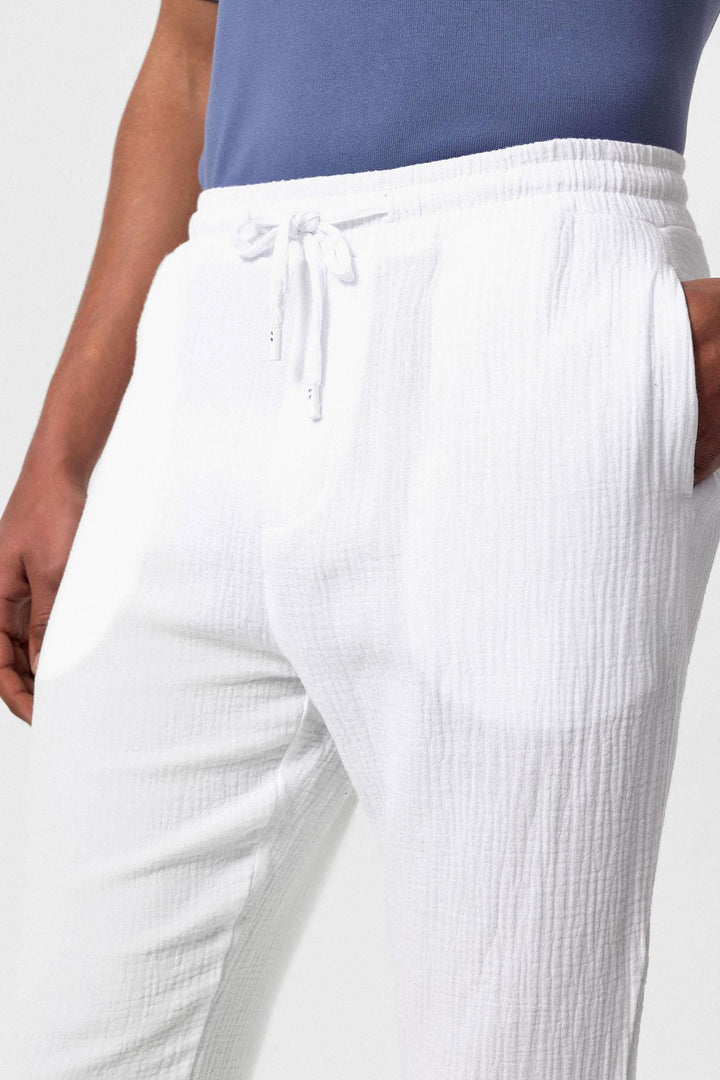 ANT High Waist Muslin Fabric Men's Trousers with Drawstring Waist - Stratford