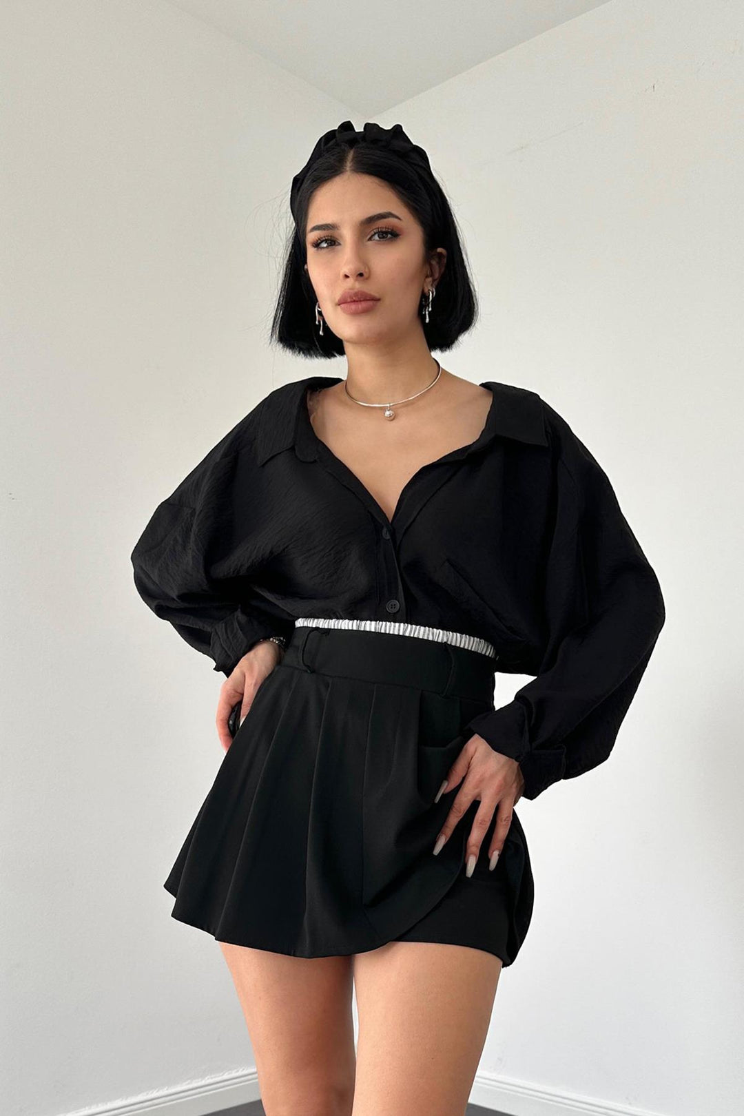 ELS Elastic Waist Skirt Shorts - Black - Kaunas