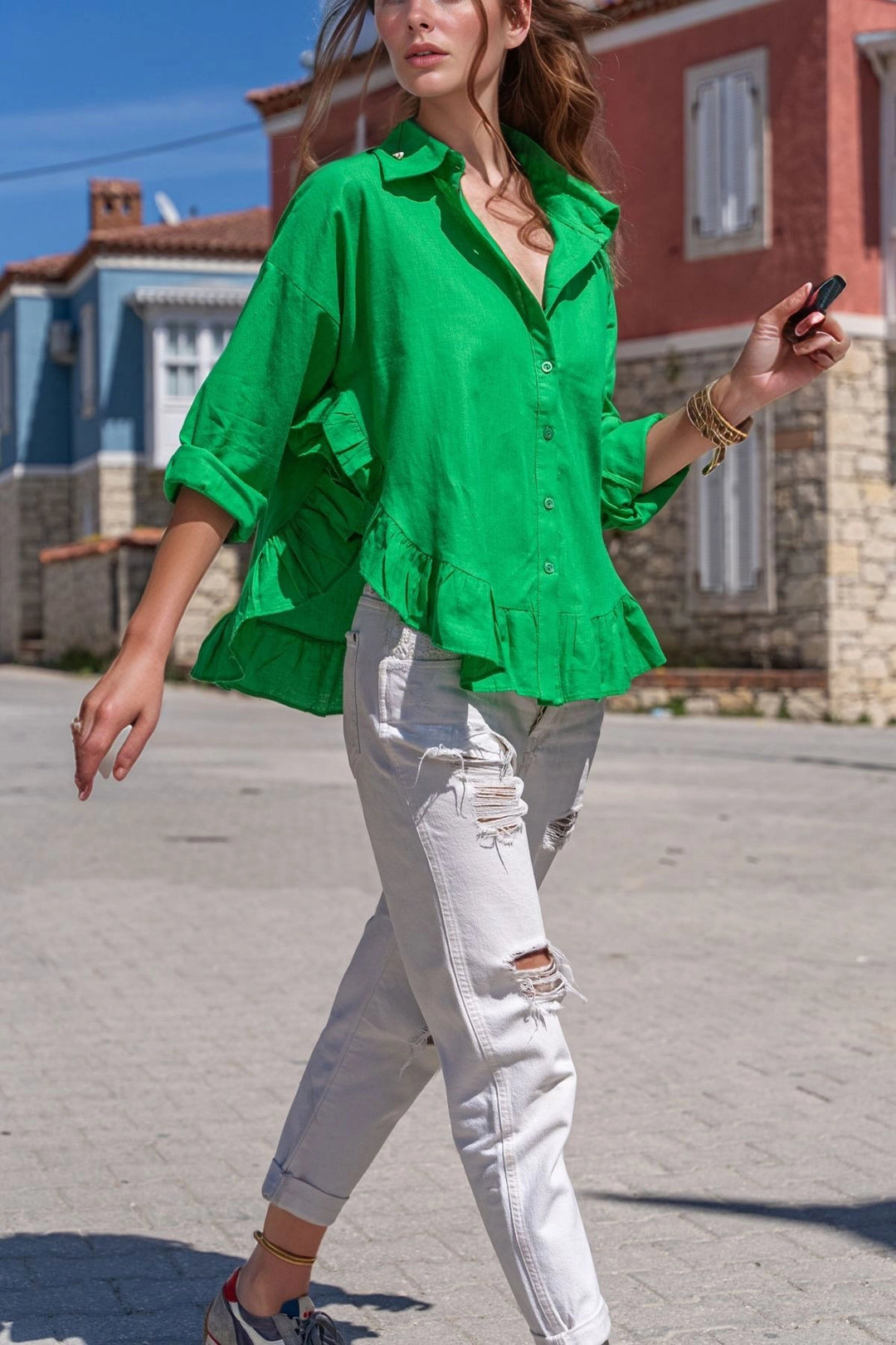 Benetton Skirt Ruffled Voile Loose Shirt BCBSK-25700-3570 - Lehi