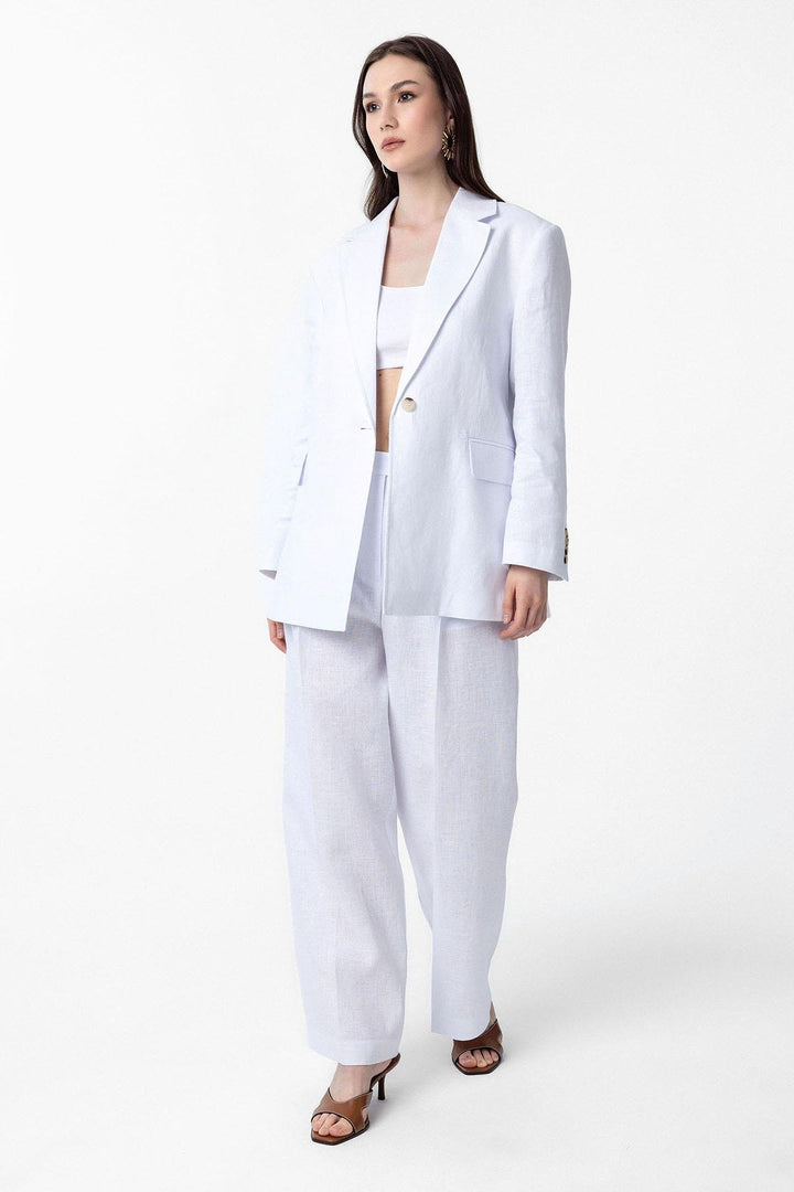 ANT Antioch White 100% Linen Women's Blazer Jacket - Dublin