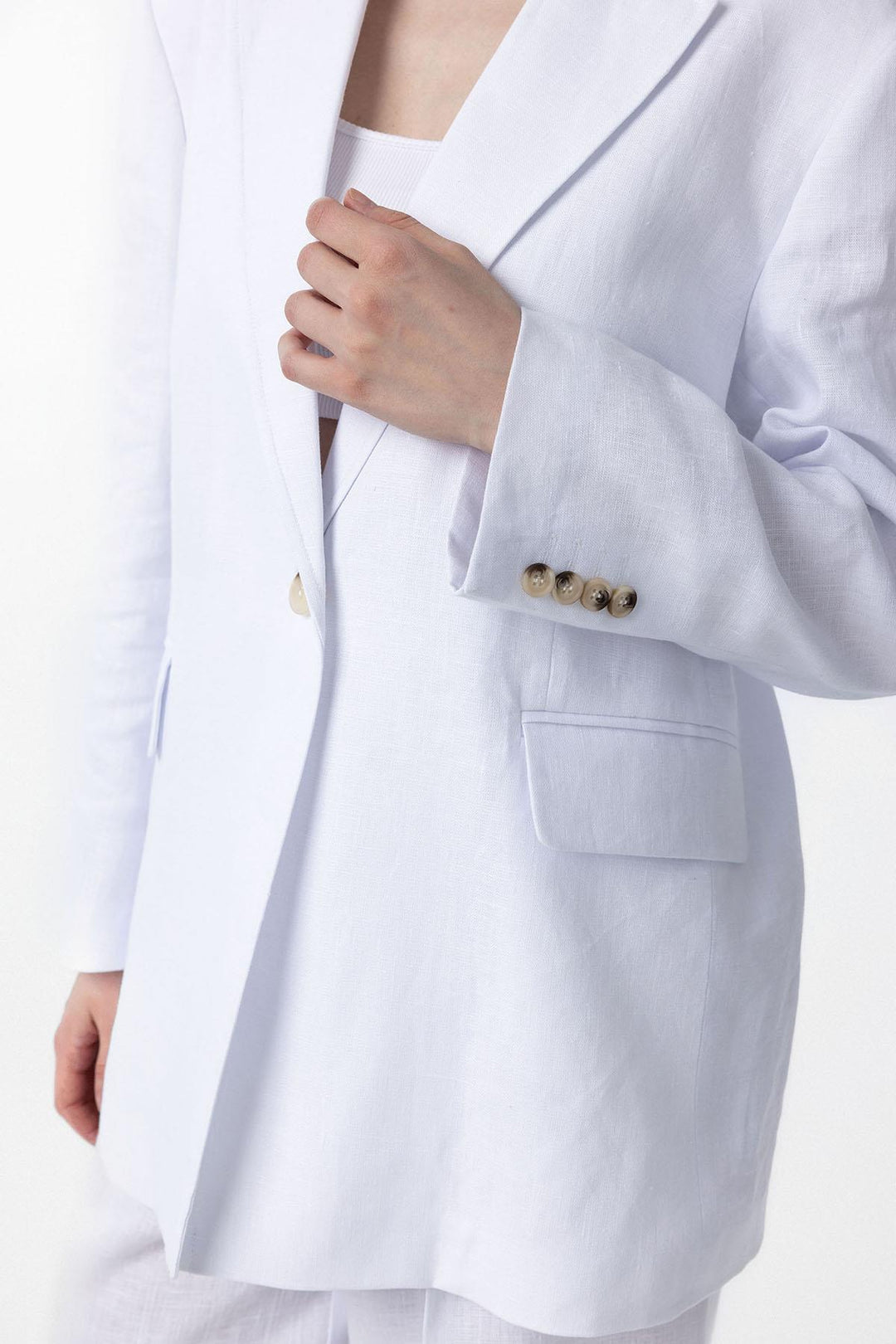 ANT Antioch White 100% Linen Women's Blazer Jacket - Dublin
