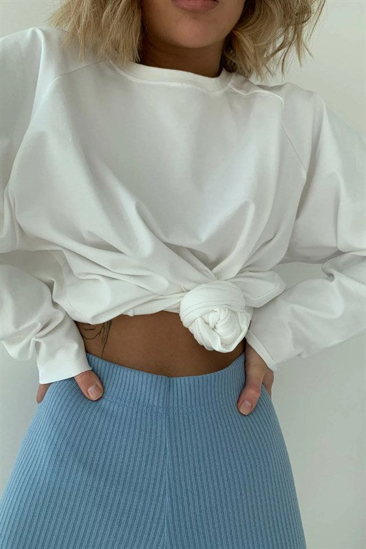 MDX White Basic Bicycle Neck Women's Sweatshirt MG1676 - Coatbridge