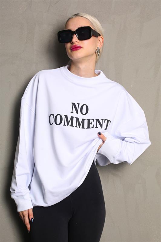 MDX White Bicycle Print Oversized Women's Sweatshirt MG1902 - Apan