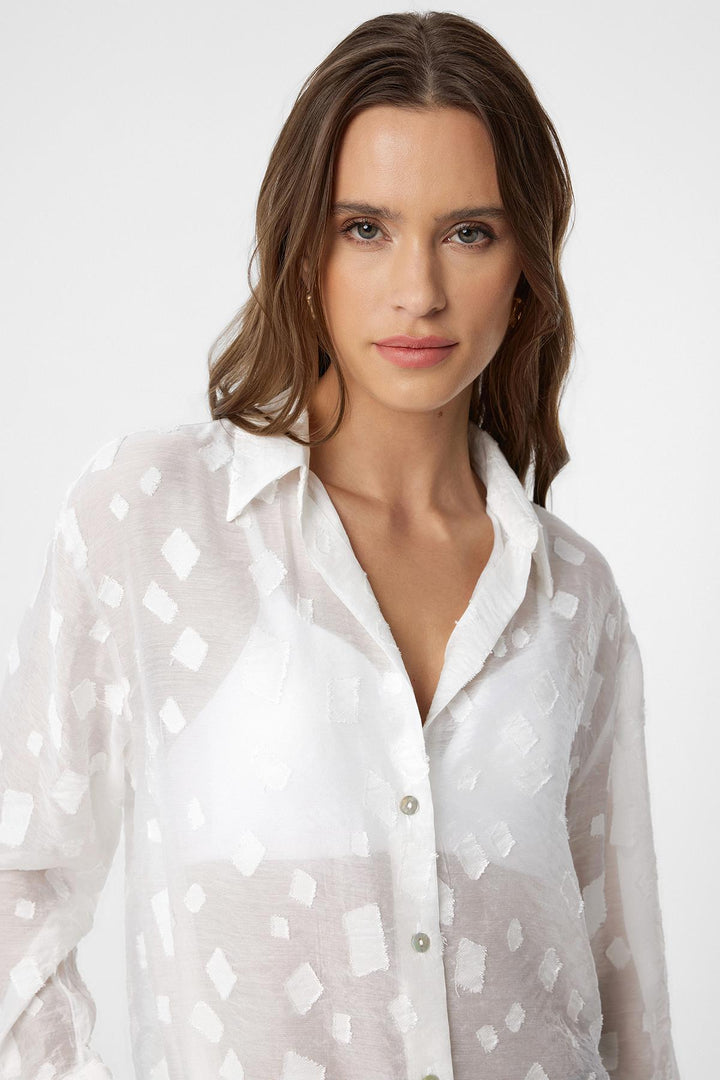 ANT Antioch White Patterned Sheer Shirt - Spring