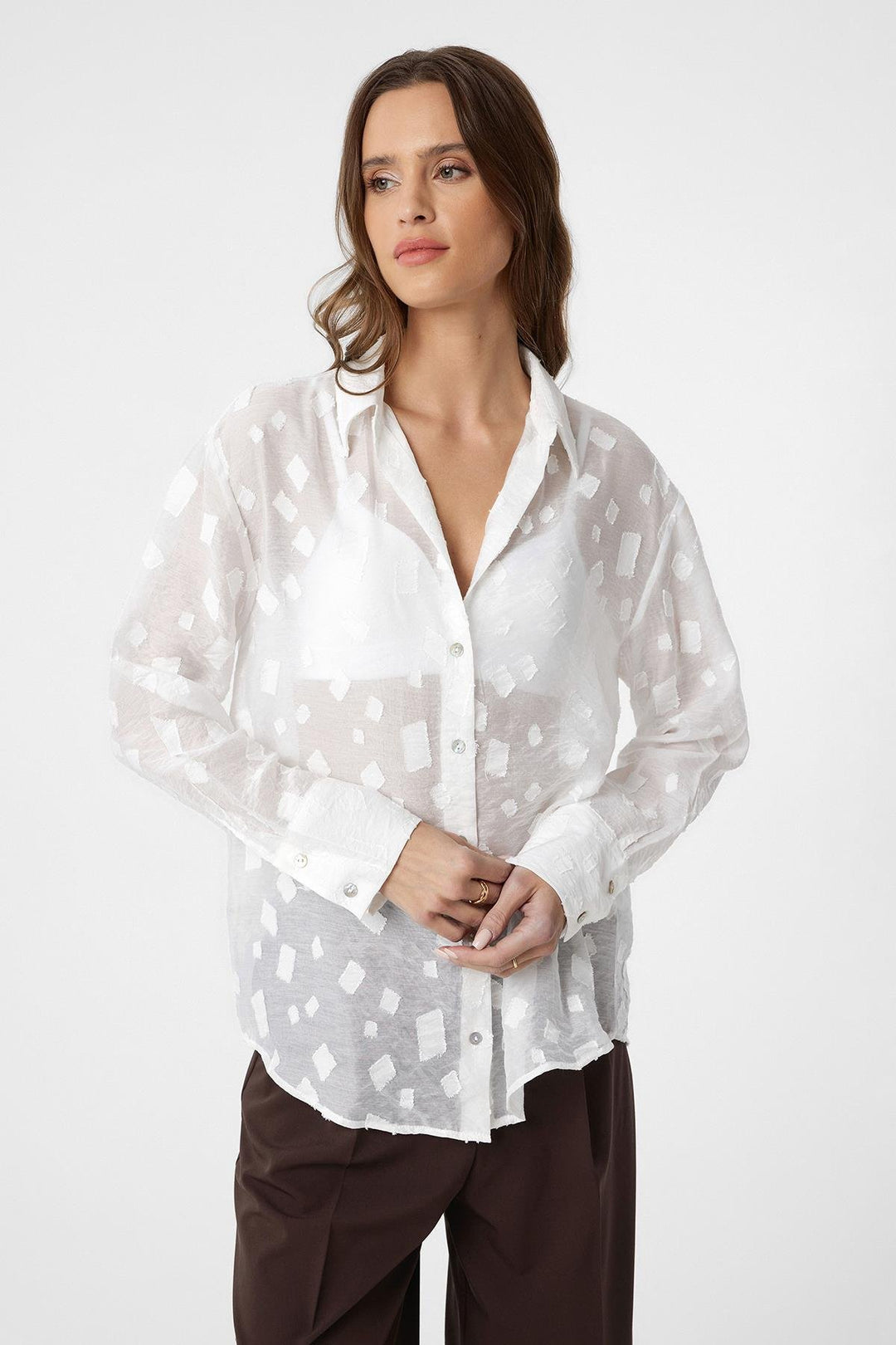 ANT Antioch White Patterned Sheer Shirt - Spring