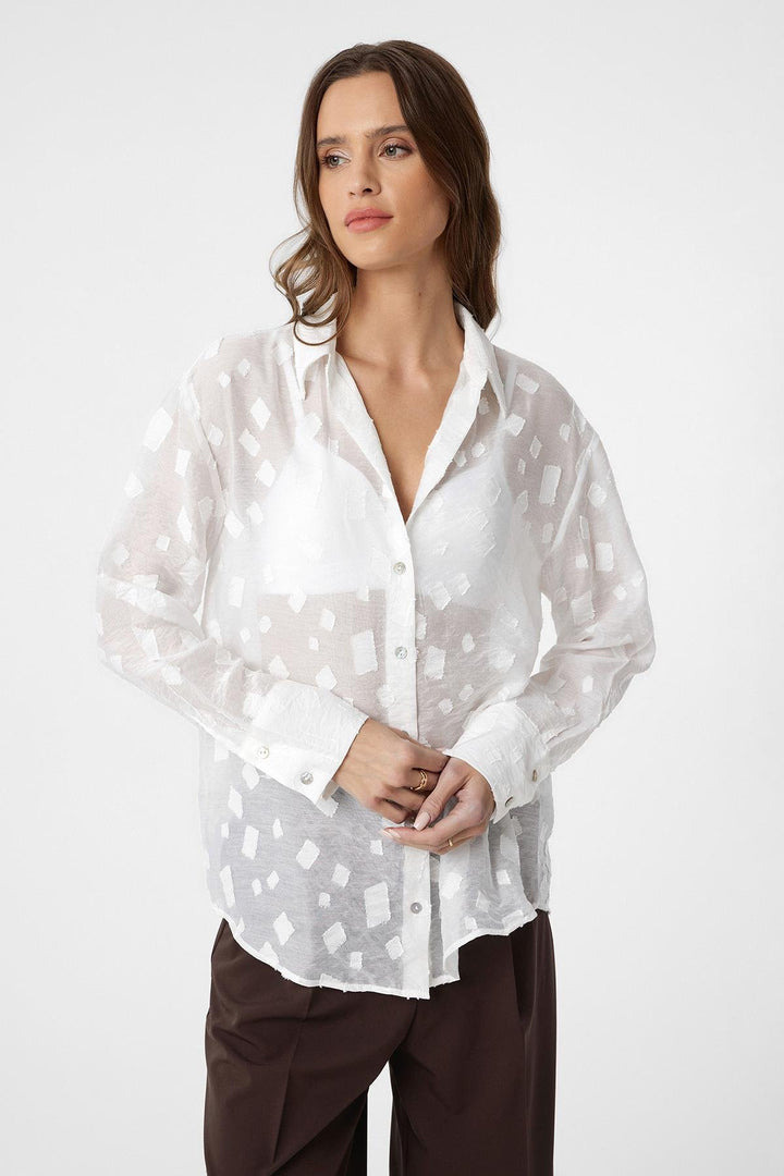 ANT Antioch White Patterned Sheer Shirt - Spring