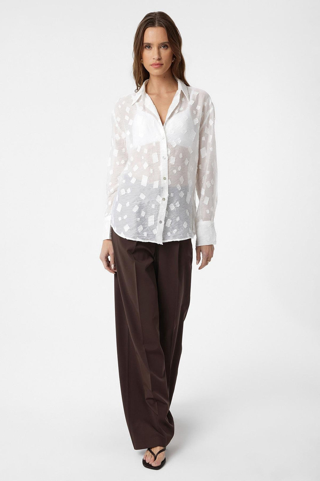 ANT Antioch White Patterned Sheer Shirt - Spring