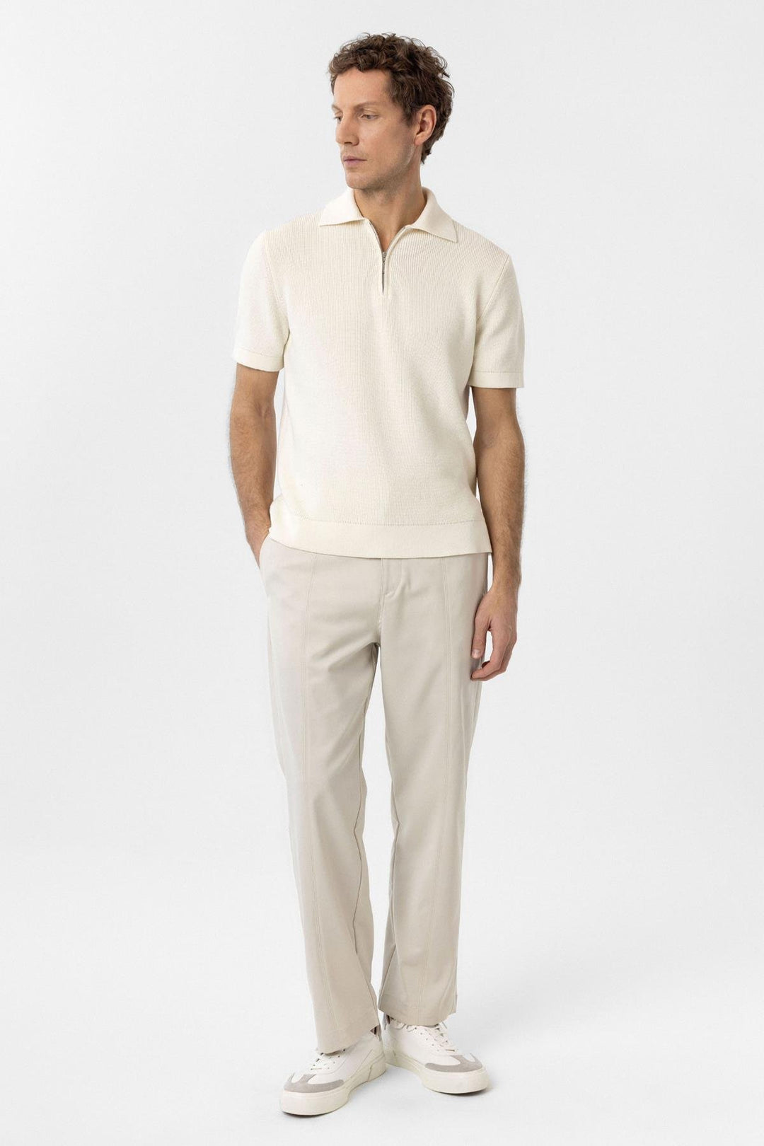 ANT Antioch White Zippered Woven Men's Knit T-Shirt - San Francisco