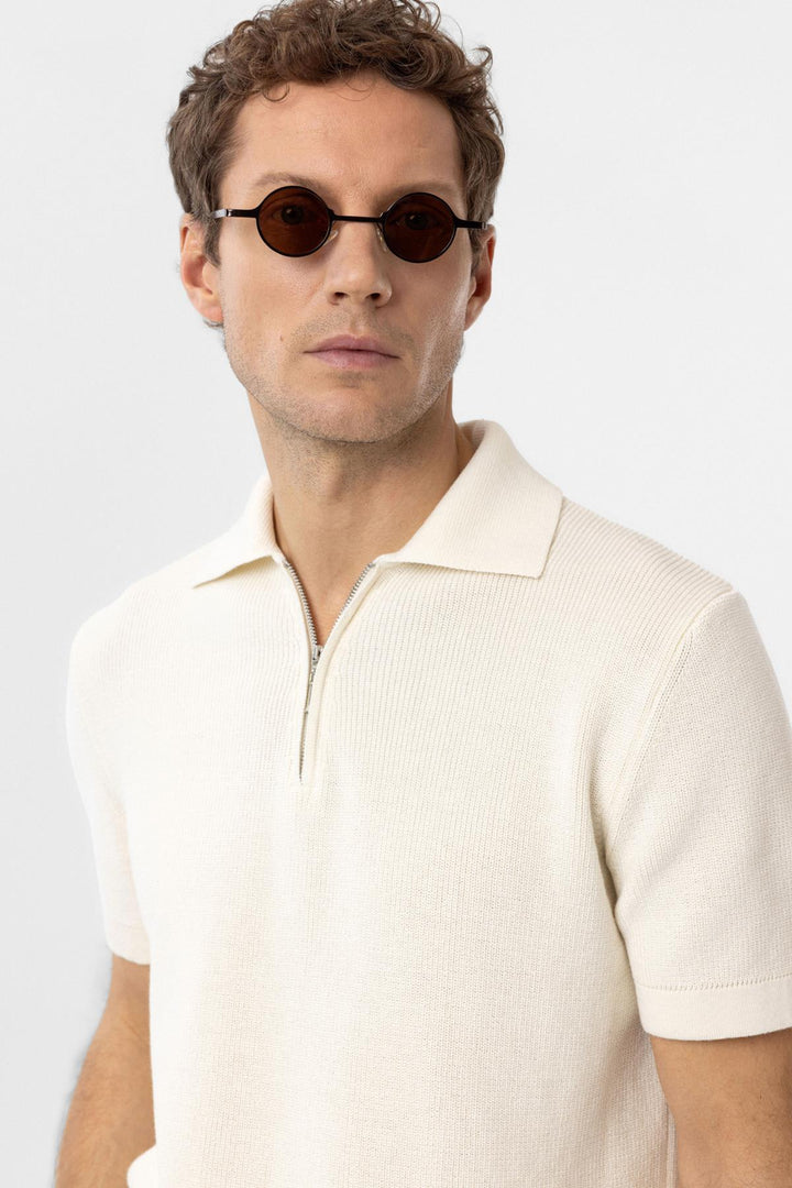 ANT Antioch White Zippered Woven Men's Knit T-Shirt - San Francisco