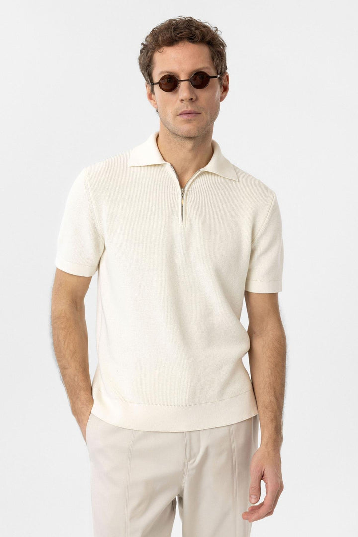 ANT Antioch White Zippered Woven Men's Knit T-Shirt - San Francisco