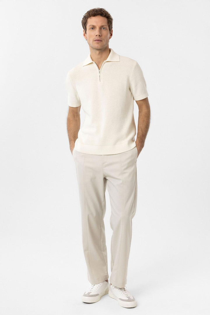 ANT Antioch White Zippered Woven Men's Knit T-Shirt - San Francisco