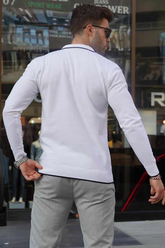 MDX White Zippered Men's Knit Sweater 6824 - Ieper