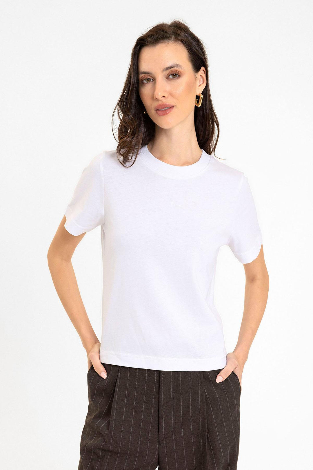 ANT Antioch White Women's Bicycle Collar Basic T-Shirt - Bergamo