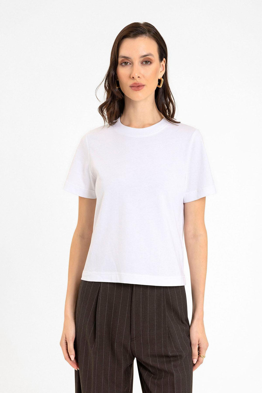 ANT Antioch White Women's Bicycle Collar Basic T-Shirt - Bergamo