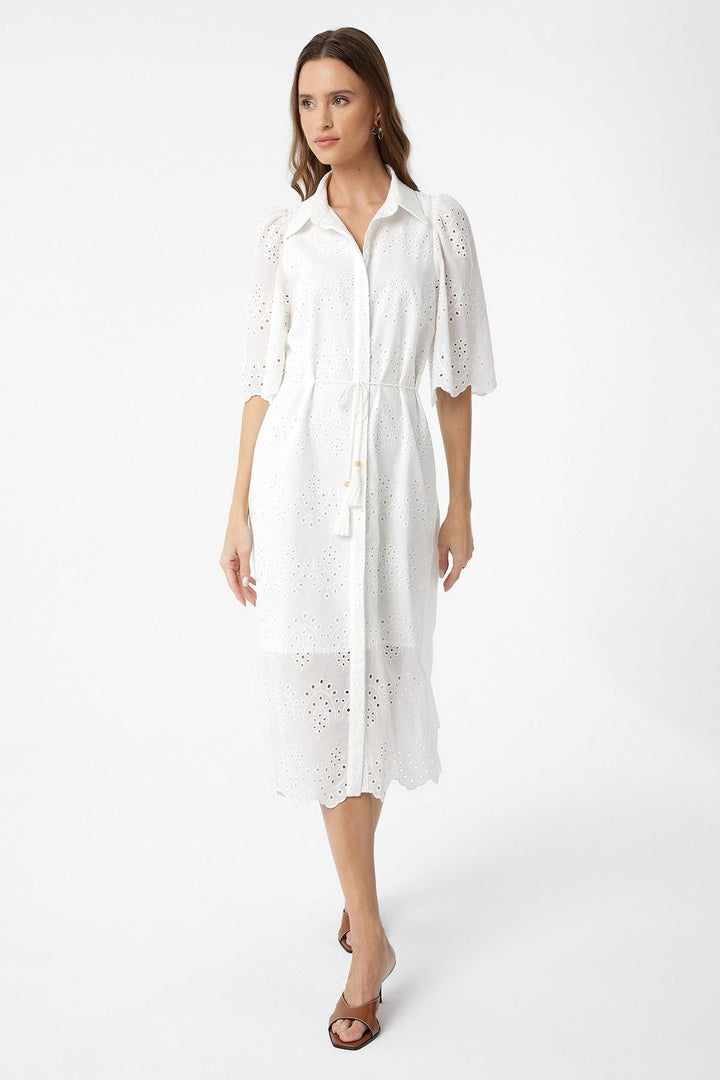 ANT Antioch White Women's Dress with Fist Embroidery - Broomfield