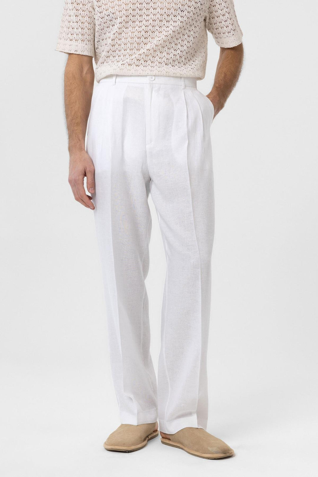 ANT Antioch White Linen Blend Men's Baggy Pants - Lagkadás