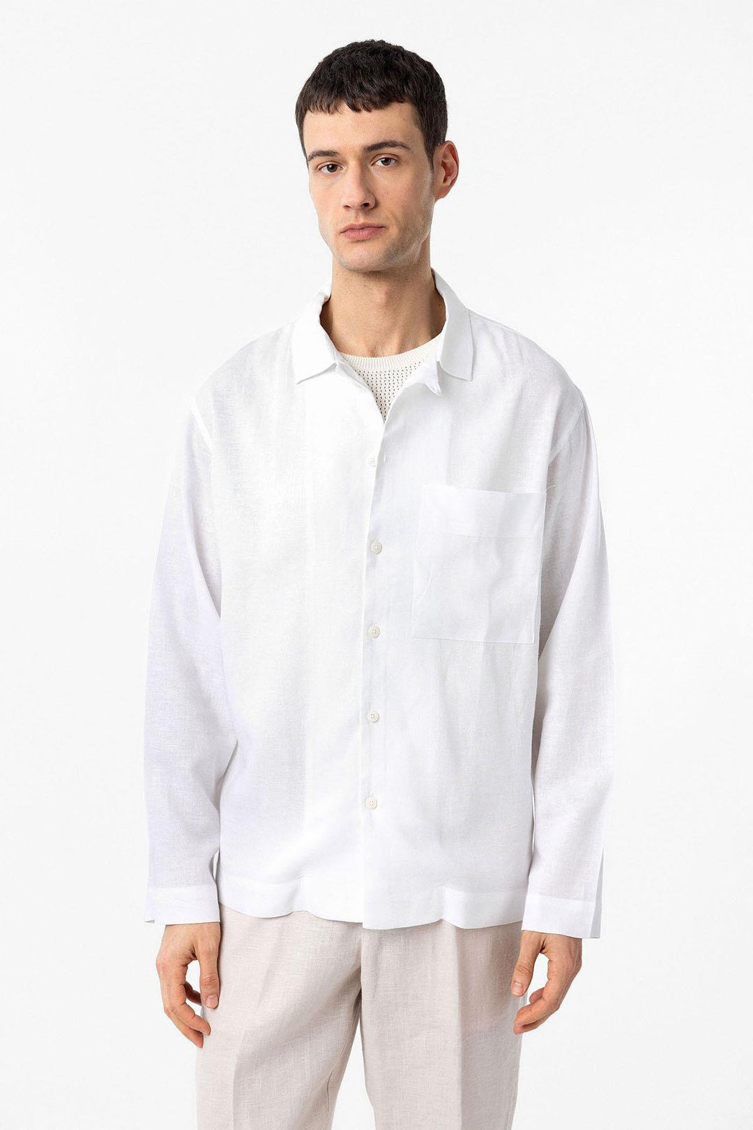 ANT Antioch White Linen Blend Relax Fit Men's Shirt - Camden