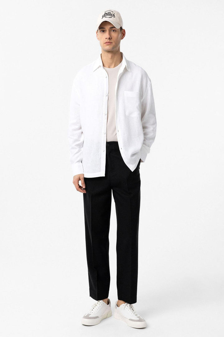 ANT Antioch White Linen Blend Relax Fit Men's Shirt - Avignon