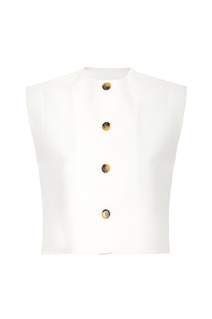 ANT Antioch White Linen Blend Relax Fit Women's Vest - Luxembourg
