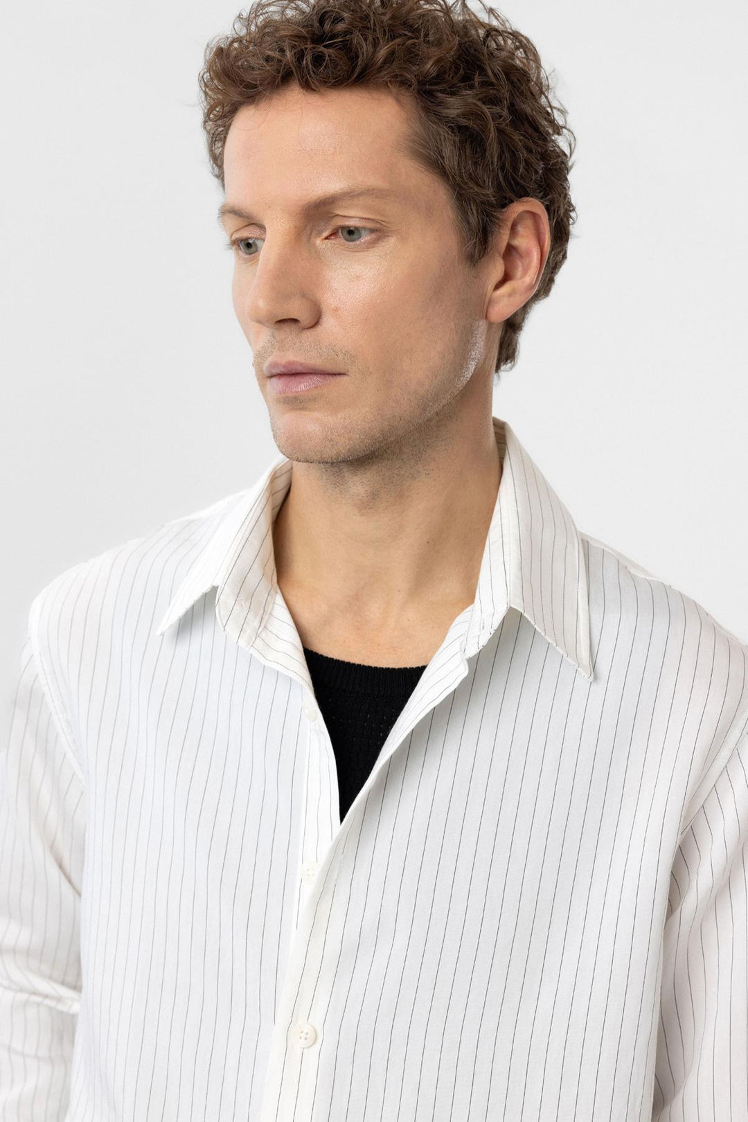 ANT Antioch White Modal Fabric Relax Fit Striped Men's Shirt - Bad Homburg