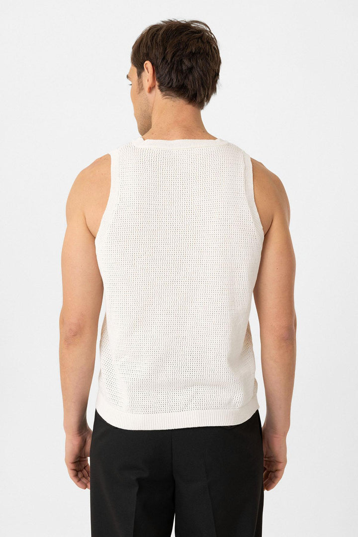 ANT Antioch White Knitted Texture Men's Tank Top - Moncton