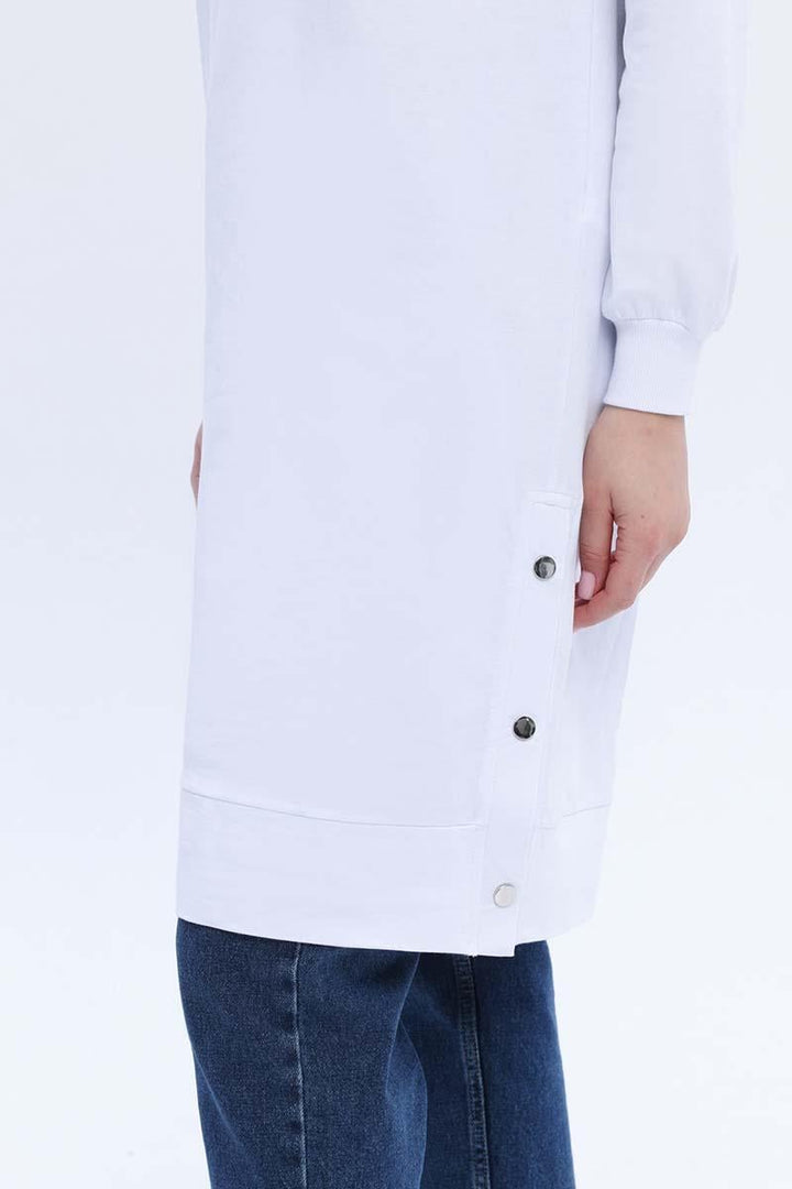 TLD Women Allday White Embroidered Sweat Tunic - Toowoomba