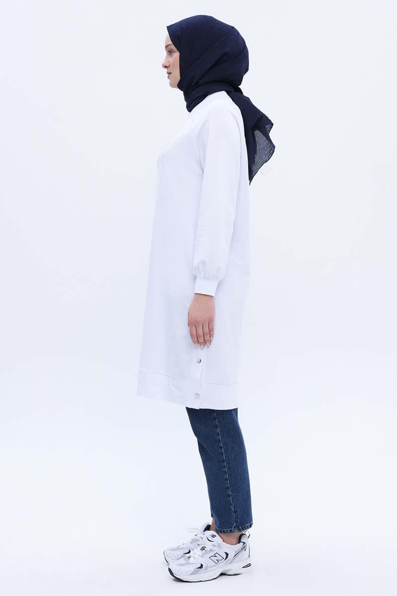 TLD Women Allday White Embroidered Sweat Tunic - Toowoomba