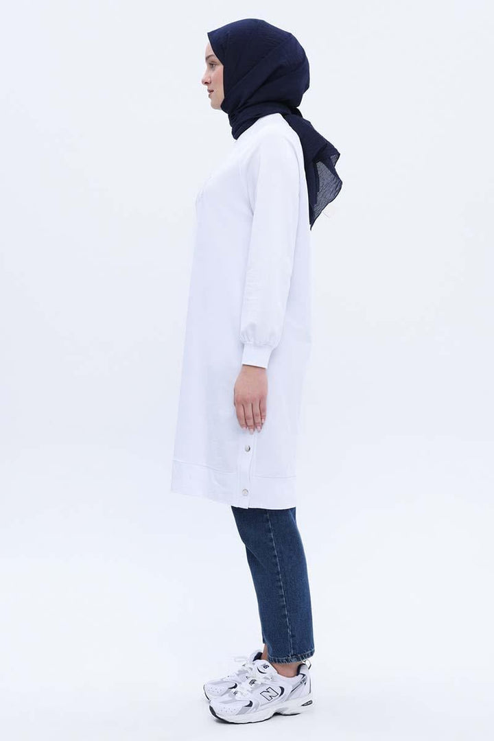 TLD Women Allday White Embroidered Sweat Tunic - Toowoomba