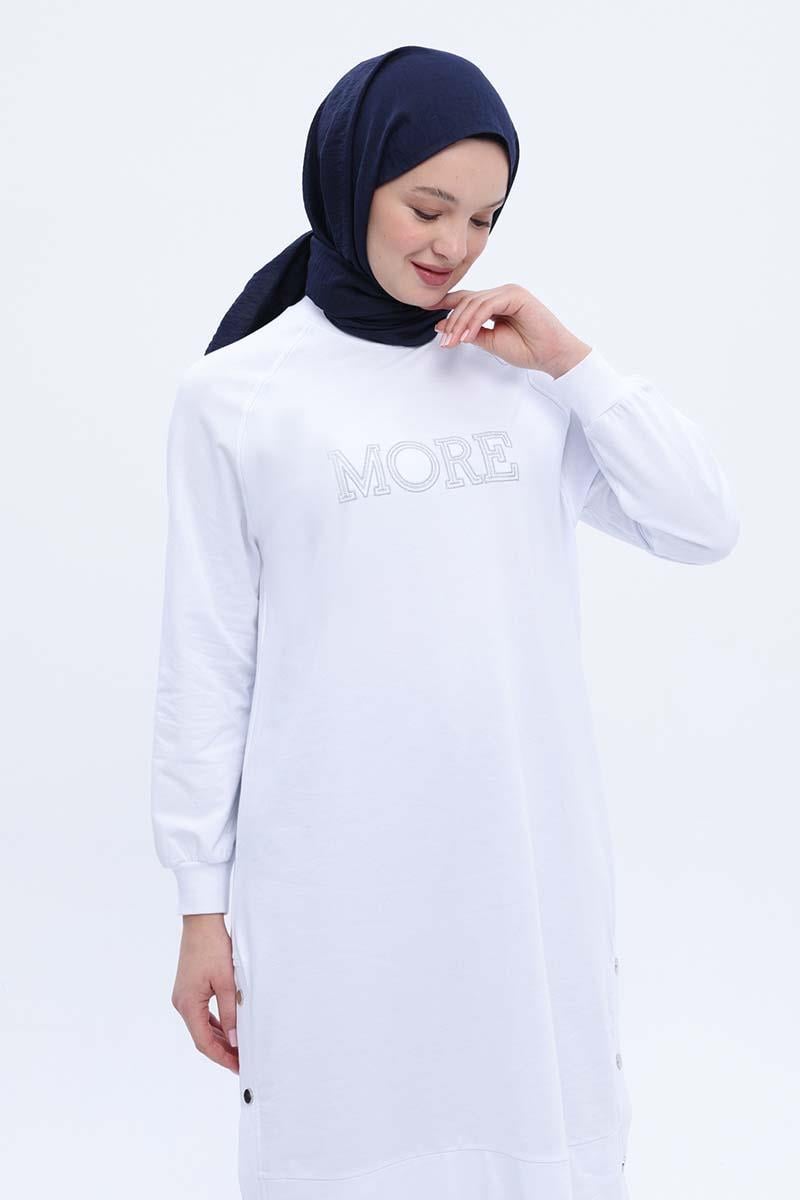 TLD Women Allday White Embroidered Sweat Tunic - Toowoomba