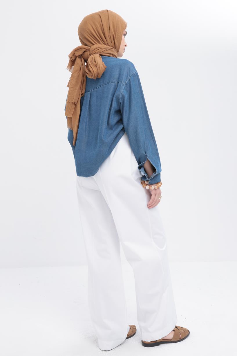 TLD Women Allday White Wide-Leg Pleated Trousers - Tapachula