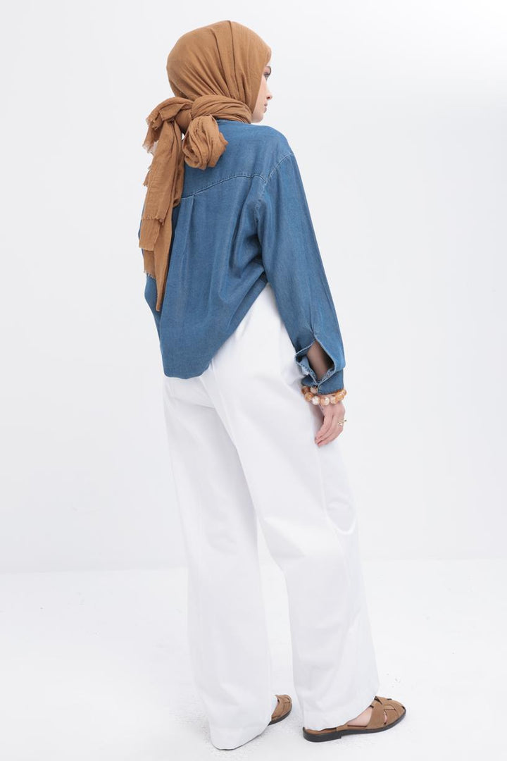 TLD Women Allday White Wide-Leg Pleated Trousers - Tapachula