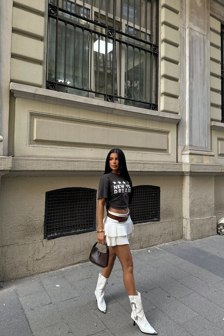 EYY Women White Pleated Mini Skirt - Stourbridge