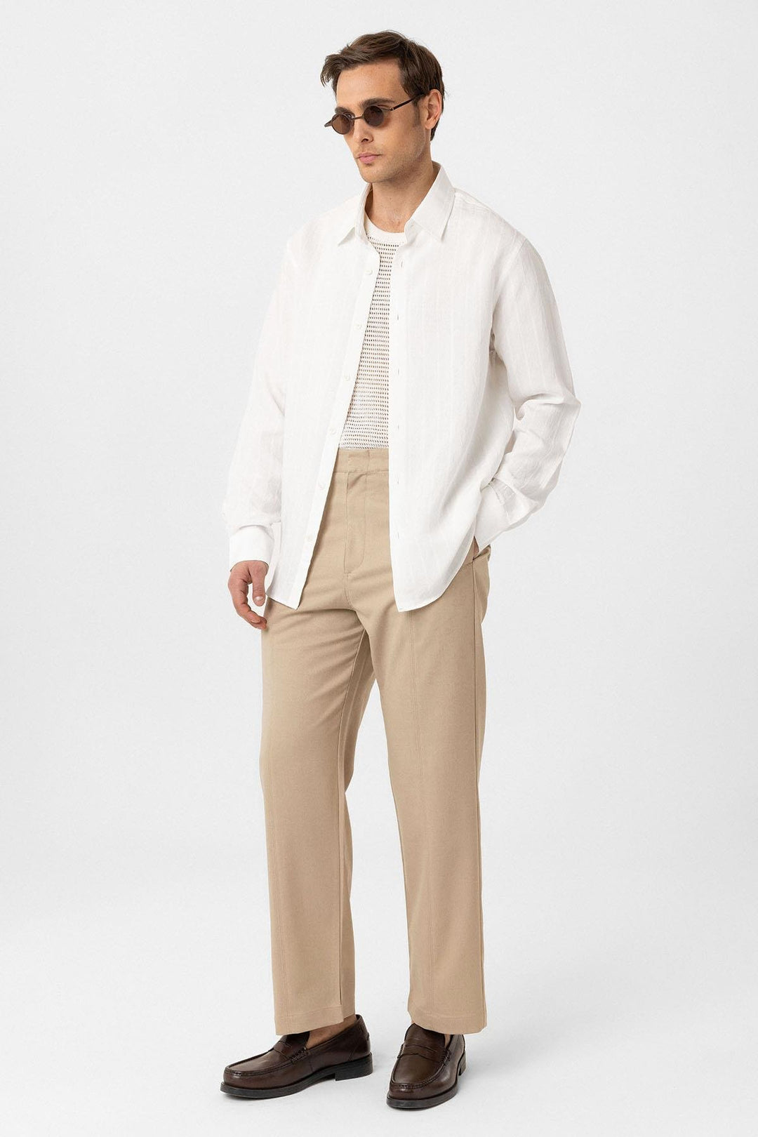 ANT Antioch White Relax Fit Striped Men's Shirt - Lees Summit